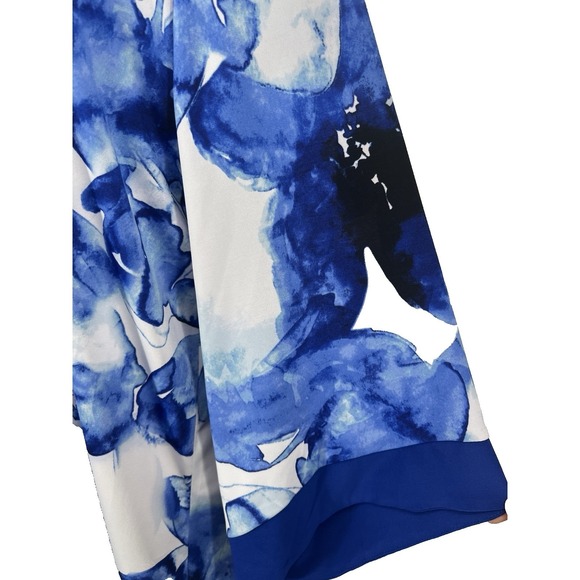 NEW Slim Factor by Investments Woman Blue Floral Print Tunic Top Plus Size 2X - Picture 2 of 10